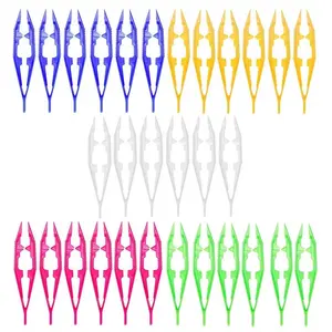 30PCS Plastic Tweezers 5 Assorted Colors Craft Forceps Tools for Handmade DIY Creative Beading Projects Jewelry Making Kids Adult Home Classroom School