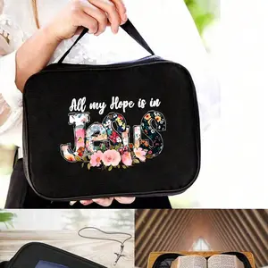Jesus Pattern Bible Bag, Heart Design Bible Storage Bag, Fashion Simple Easter Jesus Bible Bag, with Handle and Zipper Pocket, Organizer