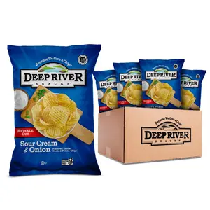 Deep River Snacks Sour Cream  Onion Kettle Cooked Chips, Healthy Snacks Option for parties  Get together, Sour Cream And Onion Chips Variety, 5 Ounce (12)