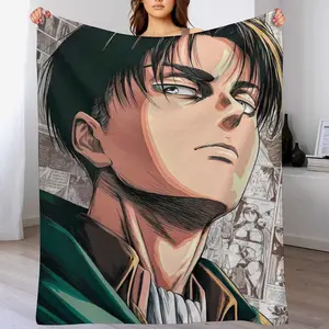 Attack on  Levi Ackerman Anime Throw Blanket, Soft Flannel Levi Blanket, Cozy Anime Decor for Couch Bed, Anime Lover Gift