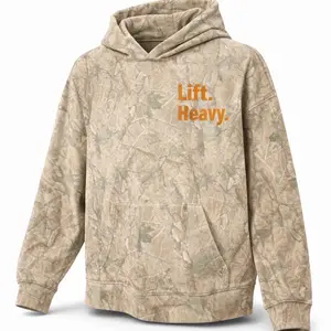 Oversized Camo Hoodie with 'Lift Heavy' Slogan - Comfortable & Stylish Camouflage Design for Everyday Wear