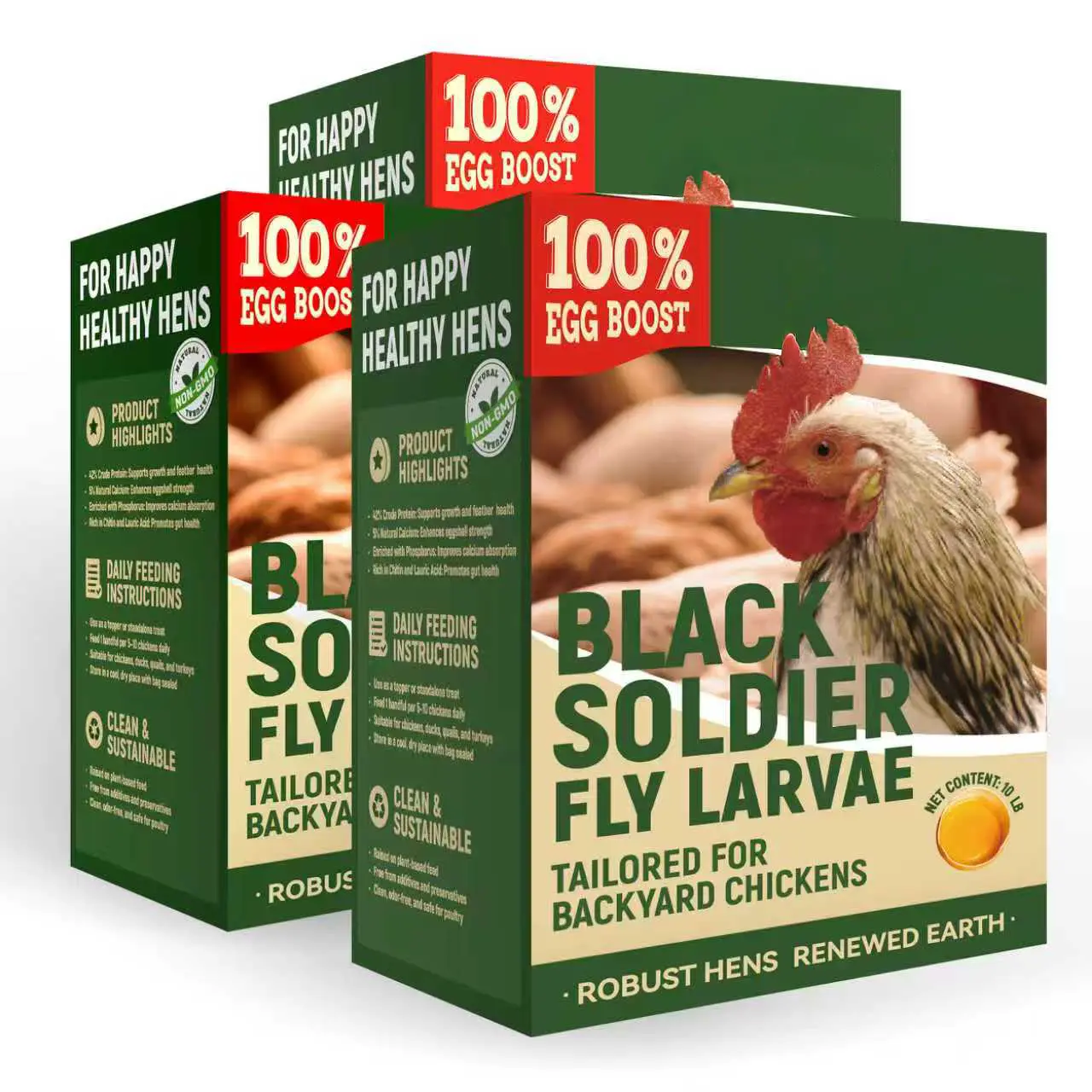 30LBS Dried Black Soldier Fly Larvae For Chickens, High Protein Chicken Feed With More Calcium Than Mealworms, Non-Gmo Natural BSF Larvae Treats For Laying Hens, Ducks, Quail, Birds & Reptiles