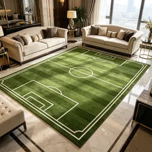 Football Field Theme Rug, Non-Slip Easy-To-Clean Washable Carpet, Ideal for Living Room Bedroom Kids' Room, Multi-Scene Decorative Mat