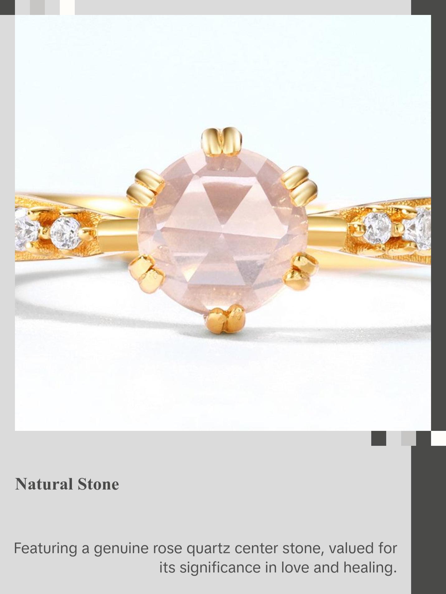 Rose Quartz Dainty Adjustable Ring