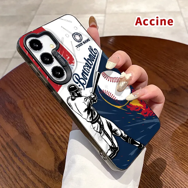 Phone Case Compatible with Samsung Galaxy S24 Plus S25 S23 S22 Ultra S23+ Baseball Spirit Art IMD Hybrid Shock-resistant Durable Hard Cover Gift for Boy