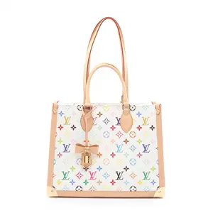 Pre-owned Louis Vuitton Canvas Tote Bags Takashi Murakami On The Go Trunk MM Monogram Multicolore PVC Coated Leather Tote Bag