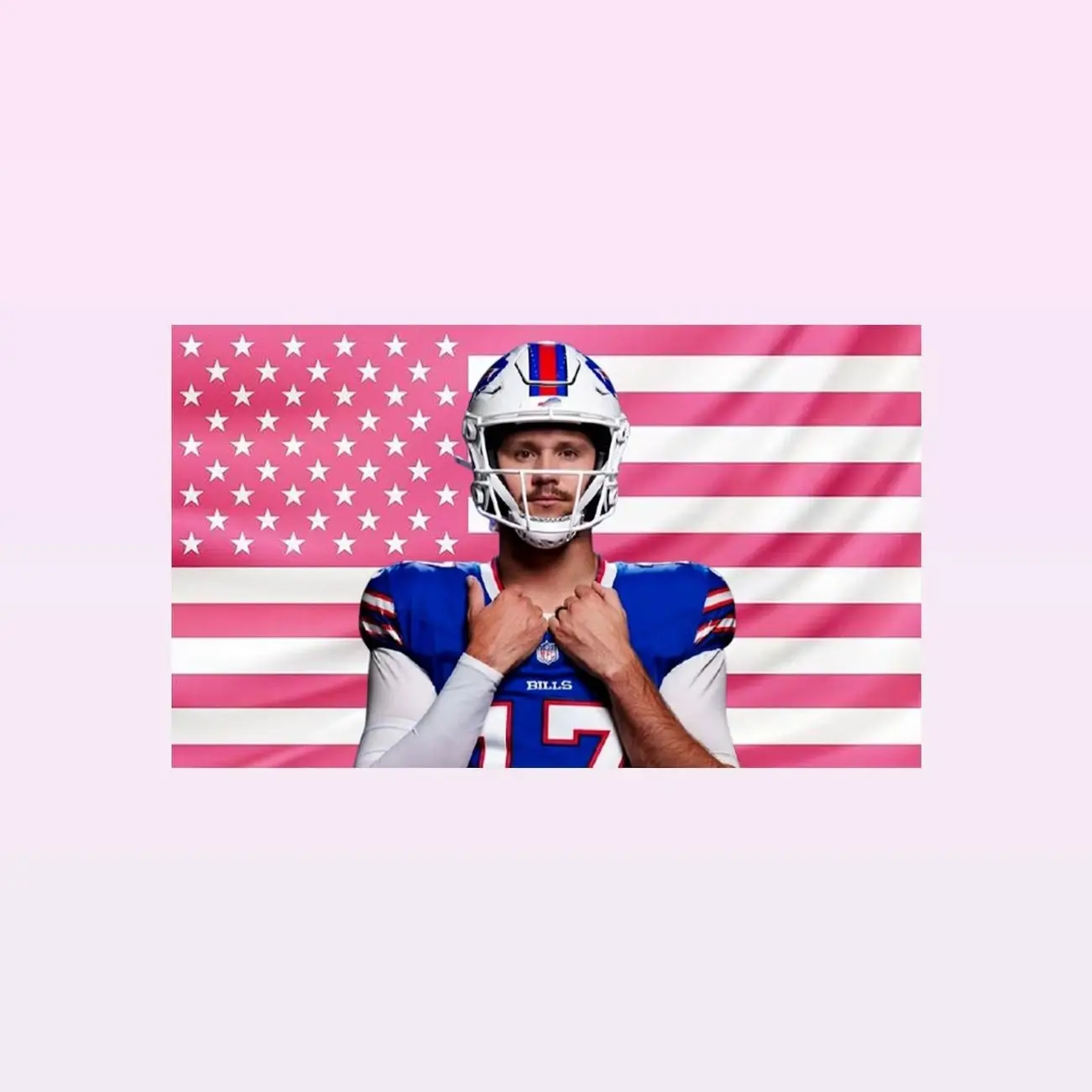 Josh Allen Pink American Flag Tapestry – NFL Quarterback Wall Art | Football Fan Decor | Aesthetic Pink Flag | Sports Lover Gift