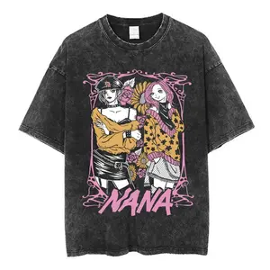 Japanese Manga Nana Osaki Komatsu Nana Vintage Washed T Shirt Men's Women Harajuku Short Sleeve T-shirt Cotton Casual T-shirts