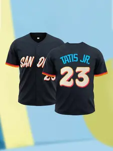 San Diego #23 Unisex Embroidered Baseball Jersey Casual Button-Down Streetwear Short Sleeve Top