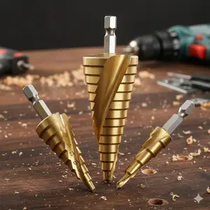 Titanium Coated Step Drill Bit Set, 4-32mm Multi-Size Cone Bits, High-Speed Steel for Metal, Plastic, Wood, Aluminum, Steel Plate Drilling, Home Hardware Repair Portable Hole Cutter, Professional Multi-Layer Hole Enlargement Tool Kit