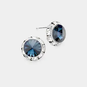 Navy Stud Earrings 0.5" | 123309