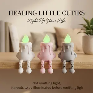 Creative 3D Printed Luminous Candle Man Figurine, Therapeutic Desktop Decoration, Mini Ornament, Desktop Companion Suitable for Decoration/Computer Decoration, Home Decor Small Statue Figurine