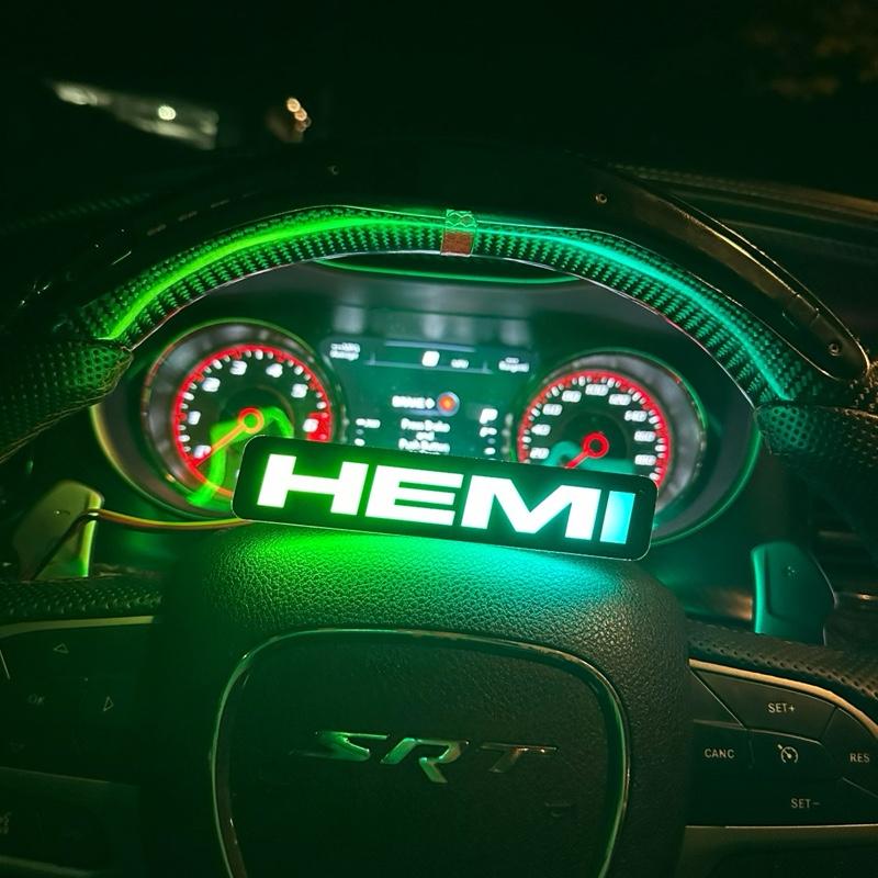 Hemi LED Emblem Badge for Front Grille - Illuminated Design for Enhanced Visibility and Style