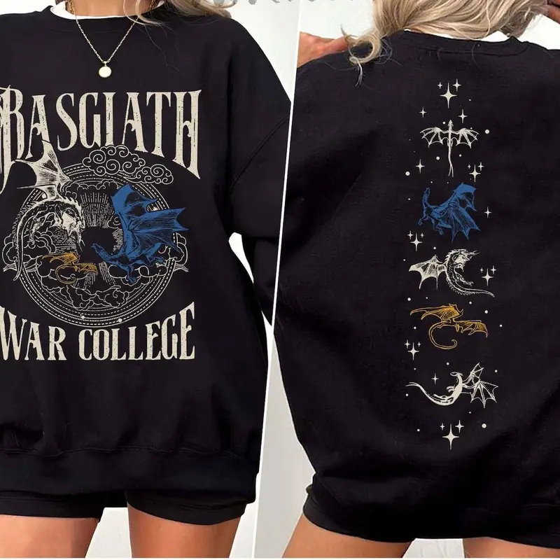 Basgiath War College 2 Sided Sweatshirt, Vintage Fourth Wing Crewneck, Dragon Rider Sweatshirt Fourth Wing Hoodie, Book Nerd Sweater, Bookish Sweatshirt, Booktok Sweater