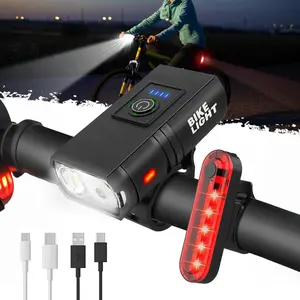 DIBMS Bike Light, High Lumens Super Bright Bicycle Lite, 6+4 Modes USB Rechargeable Bike Headlight & Taillight Set, Waterproof Safety Bike Front & Rearlight for Road, Mountain, Night