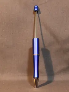 24 Royal Blue Beadable Pens 5.5" Sleek Design with Silver-Toned Metallic Accents Customizable Metal Pens for DIY Crafts & Personalized Gifts