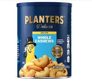 PLANTERS Deluxe Salted Whole Cashews 1 lb 2.25oz Canister Plant-Based Protein Quick Snack for Adults After School Roasted with Sea Salt Bulk Nuts Kosher