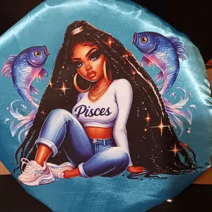 Pisces Queen Satin Bonnet – Zodiac Pisces Protective Hair Bonnet for Natural Hair, Braids, Curls & Locs | Astrology Night Hair Wrap