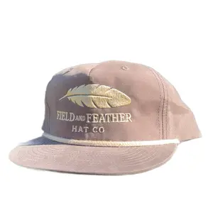 Brown mens rope feather hat