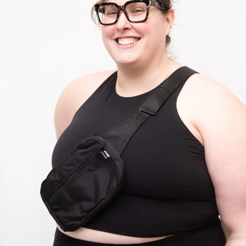 Ultimate Plus Size Sling Bag - Black, Casual Style for Everyday Use - Adjustable Length up to 90”