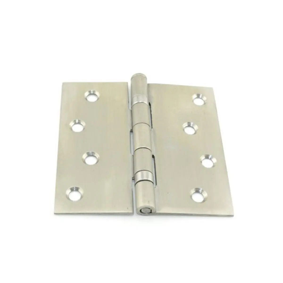 Hager 4x4 in. 1/4' Radius Corner Full Mortise Door Hardware Hinge - 1 lbs Residential Weight, 5-Knuckle, Ball Bearing, Removable Pin, No. 034534 Satin Stainless Steel