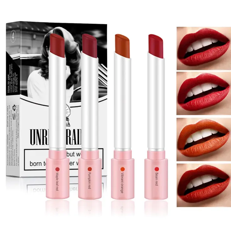 Mini Tube Mate Velvet Lipstick, Lip Tint Lip stain Long Lasting 24 hours Waterproof Liquid Lipstick, Red Moisturizer Smooth Lip Stick Cosmetic