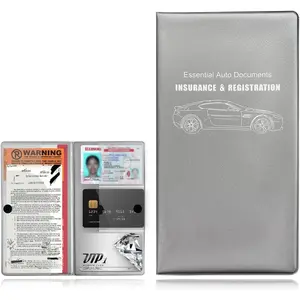 Registration and  Holder, 9.56"x5.19" Automotive Glove Box Organizer,  Card Document Glove Box Organizer for Documents Cards License,  Accessories (Gray)