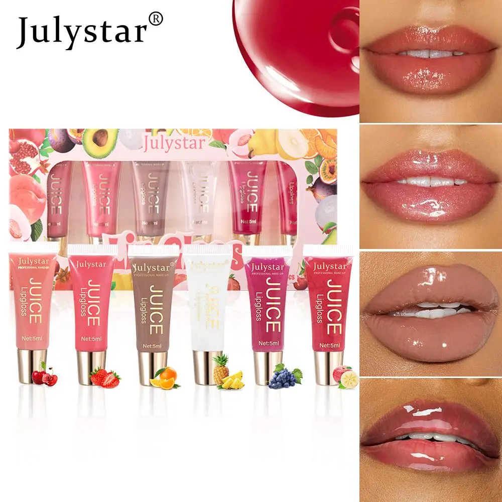 Fruit Flavor Lip Oil Set, 6 Counts/set Moisturizing & Long-lasting Lip Shimmer Moisturizer Hydrating Lipgloss Lip Tint Balm, Natural Color & High Gloss Lip Glaze Stick, Glossy Lip Oil Lipstick, Moisturize, Hydrate Lips, Lip Oils, Lip Oil Kit