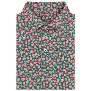 Men’s Short Sleeve Azalea Golf Polo Shirt – Floral Performance Lightweight Breathable Summer Golf Outfit