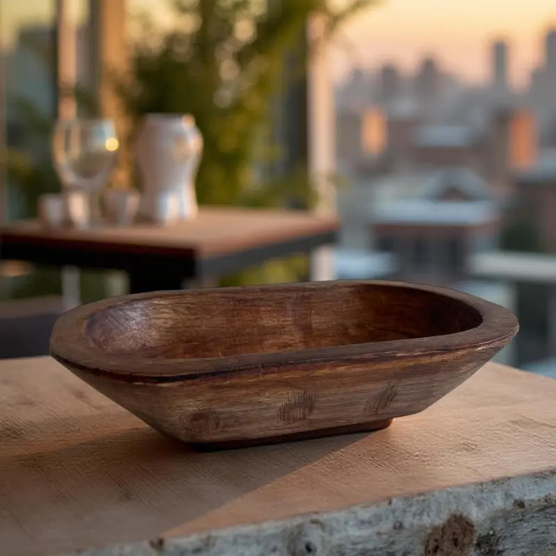 TLC Candle Co. Decorative Wooden Dough Bowl - Sturdy Rustic & Vintage Design for Home Decoration & Gifts - Hand Carved Wood with Unique Imperfections - Ideal for Versatile Use Saladbowl Sundaebowl