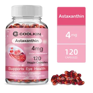 Coolkin Astaxanthin 120 Soft Capsules, a dietary supplement, supports eye and immune system health.