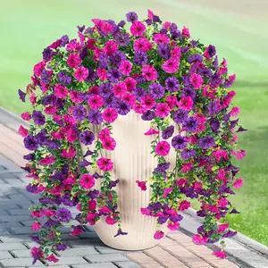 Realistic Artificial Flower Vine Set, 8pcs UV Resistant Fake Plants, Ideal for Outdoor Gardens & Windowsills, Enhance Your Space