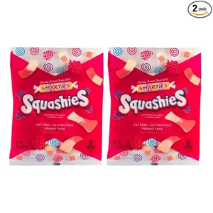 Smarties Squashies Foam Marshmallows Gummy Candies - Raspberry & Cream Flavored - Allergen Free, Peanut Free & Gluten Free Candy - Soft & Chewy Squashies Candies - 5 oz Bag (Pack of 2)