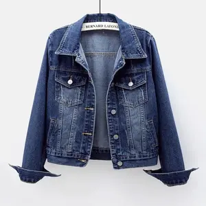 Spring Autumn Women??s Denim Jacket Long Sleeve Overcoat Loose Denim Coat Button Outwear Jeans Jackets 5XL