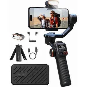 hohem iSteady M6 Kit Gimbal Stabilizer for Smartphone with AI Tracking Sensor,Magnetic Fill Light,0.91-inch OLED Display,3-Axis Phone Gimbal for Travel Video Recording Camera Selfie Stand Photography Electronic Gadgets Adjustable Bluetooth Charging