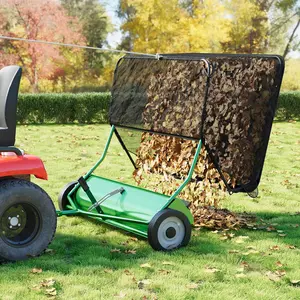 Tow Behind Lawn Sweeper, 42 Inch Wide Sweeping Path with 12 cu ft Large Capacity Hopper, Heavy Duty Adjustable Brush Height for Yard, Lawn and Farm Cleanup (Tow Behind-12 cu-Green)