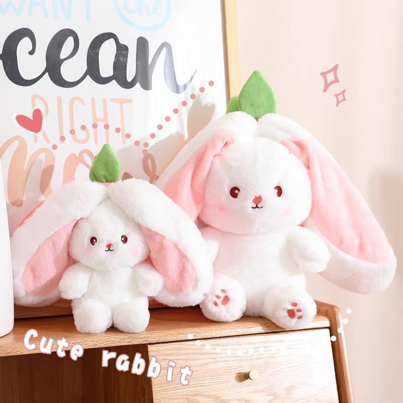 Cute Strawberry Bunny Plush Toy, Soft Kawaii Stuffed Animal, Hug Pillow & Bed Decoration, Furry Friends Plush Doll, Ideal Birthday Gift for Kids & Girls