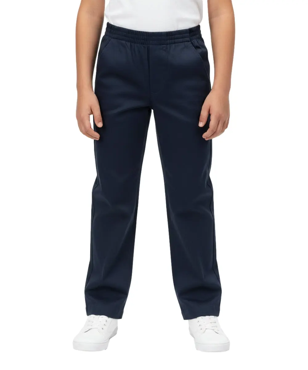 unik Boys' Fitted Navy School Uniform Pants, All Elastic Waist Pull-On Style, 60% Polyester, Sizes 4-16, BU03, Fitted Navy Uniform