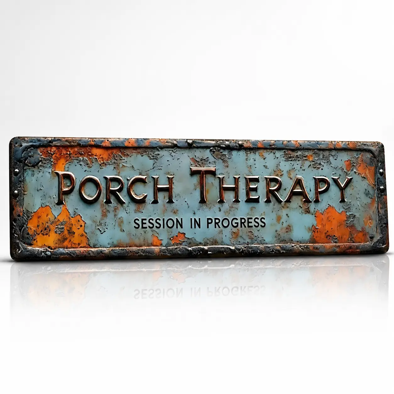 Rectangular Metal Aluminium "Therapy Session In Progress" Farmhouse Home Sign, 4x16in Rustic Decor, Outdoor Porch-Patio-Balcony Plaque, Universal Exterior Aesthetic Enhancer, Spring-Summer Fun Accent