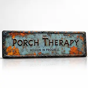Porch Therapy Session In Progress Metal Sign 4x16 Inch Rustic Farmhouse Decor for Porch & Outdoor Patio Enhance Your Outdoor Aesthetic tiktokshopspringglowup,summervibes outdoorfun