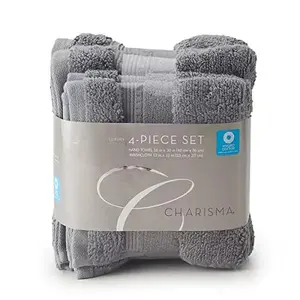 Charisma Luxury Towels, 4 Piece Set 2 Hand Towels and 2 Wash Cloths, Gunmetal Grey
