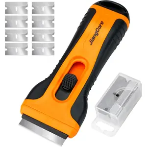 Razor Blade Scraper Tool with 15 Extra SK5 Blades-Multi-Surface For Glass, Tile, Window, Car, Cooktops - Stainless Steel Cleaning & Paint Removal Tool