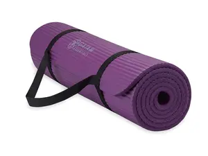 Gaiam Yoga Mat, Pilates & Exercise Mat, Thick 2/5" (10mm) Workout Mat with Easy-Cinch Carrying Strap for Home & Gym Workouts
