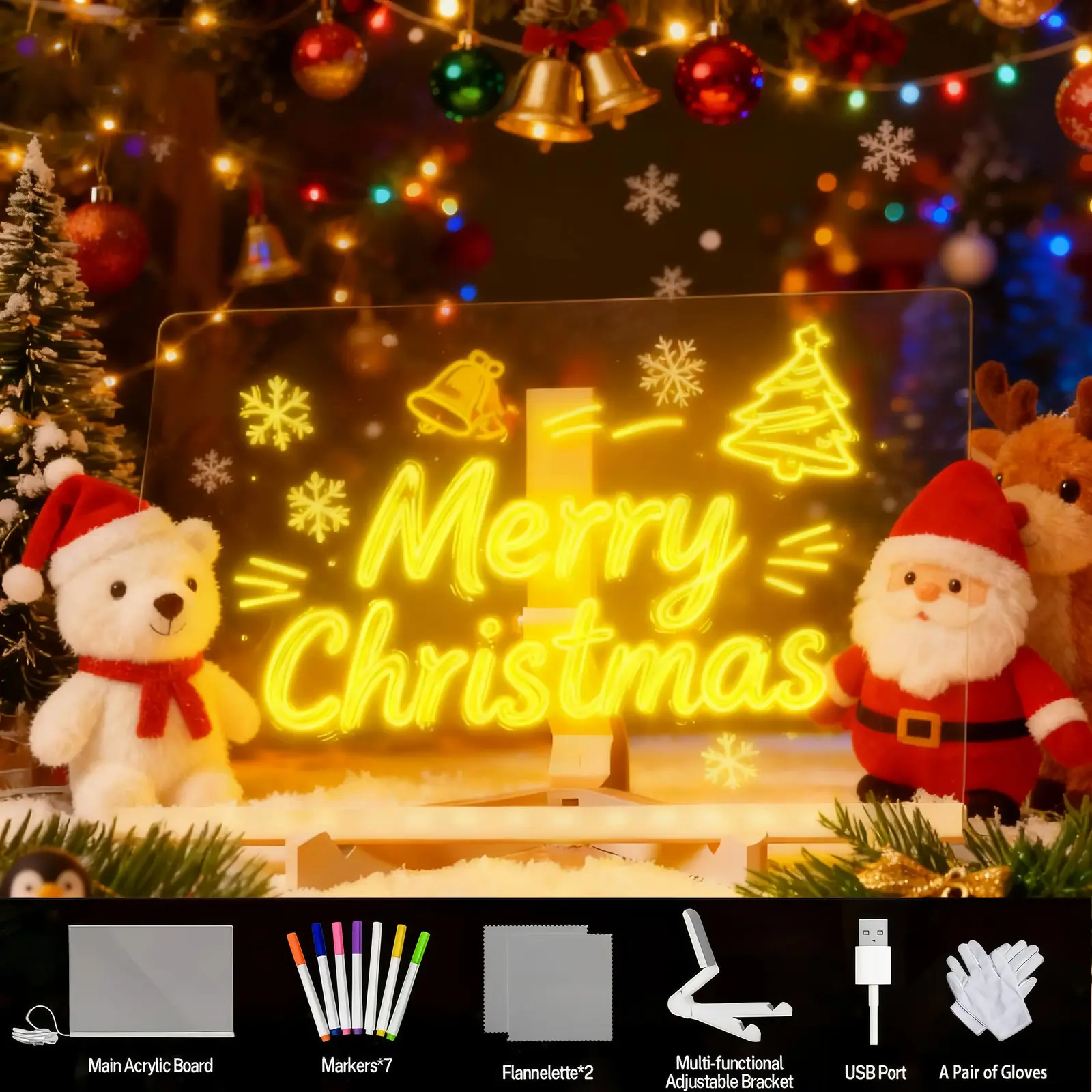 LED Illuminated Drawing Board - Compact Adjustable Acrylic Erasable Light-Up Board with Alloy Stand, Markers, Fast Shipping for Birthday, Anniversary