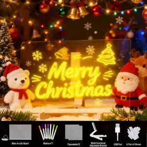 LED Drawing Board , Acrylic Dry Erase Light-Up Board with Stand Markers