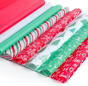 120 Sheets Compact Size Xmas Tissue Paper, 20" x 14" (8 Festive Designs, 15 Sheets Each)  Ideal for Wrapping Small Items,  Bottles & Xmas Holiday Decor