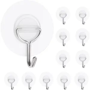 12 Pack Clear Plastic Hooks for  Adhesive Wall Hooks Heavy Duty  Sticky Hooks