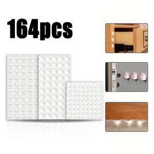 164 Counts Cabinet Door Bumpers,Transparent Self-Stick Cabinet Pads Quiet, Noise Reducing Round Bumper