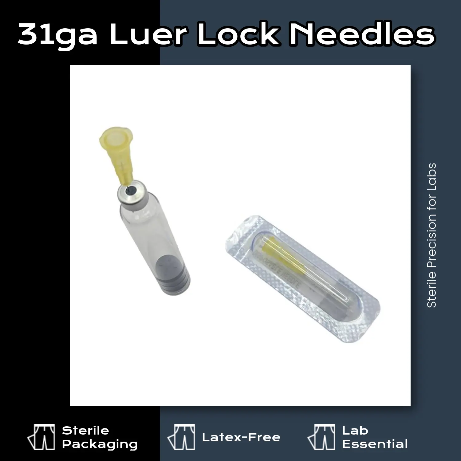 6 Pack 31Ga Luer Lock Vent Needles, 31G-13mm Size for 3mL Peptide Pen Cartridges for Research Use