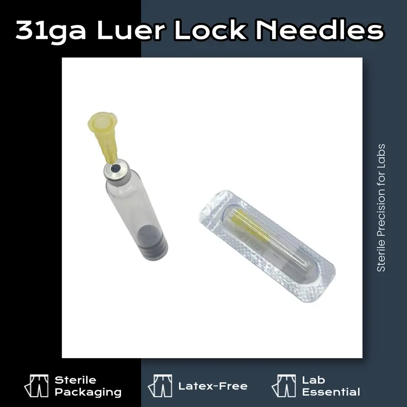 6 Pack 31Ga Luer Lock Vent Needles, 31G-13mm Size for 3mL Peptide Pen Cartridges for Research Use